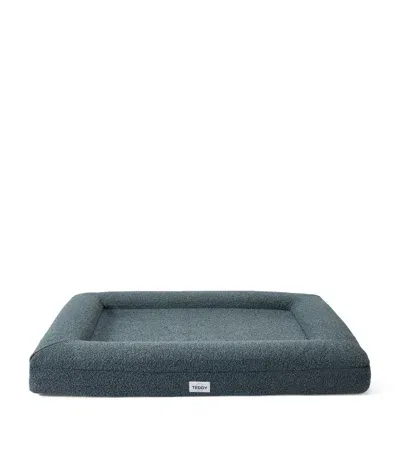 Teddy London Large Bouclé Dog Bed In Blue