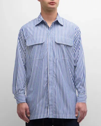 Teddy Vonranson Men's Striped Button-down Shirt In Blue