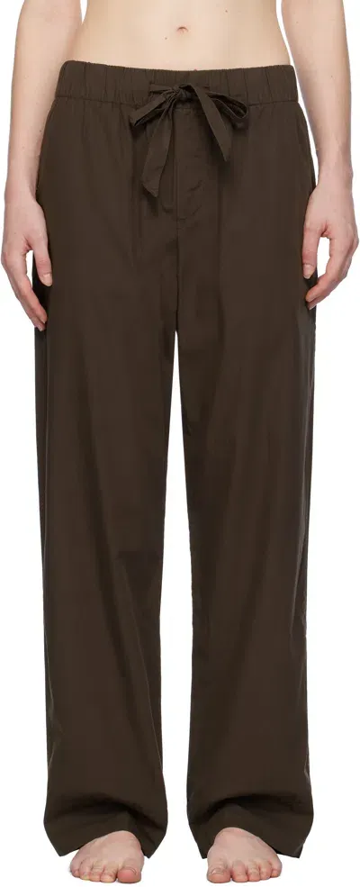 Tekla Brown Poplin Pyjama Pants In Coffee