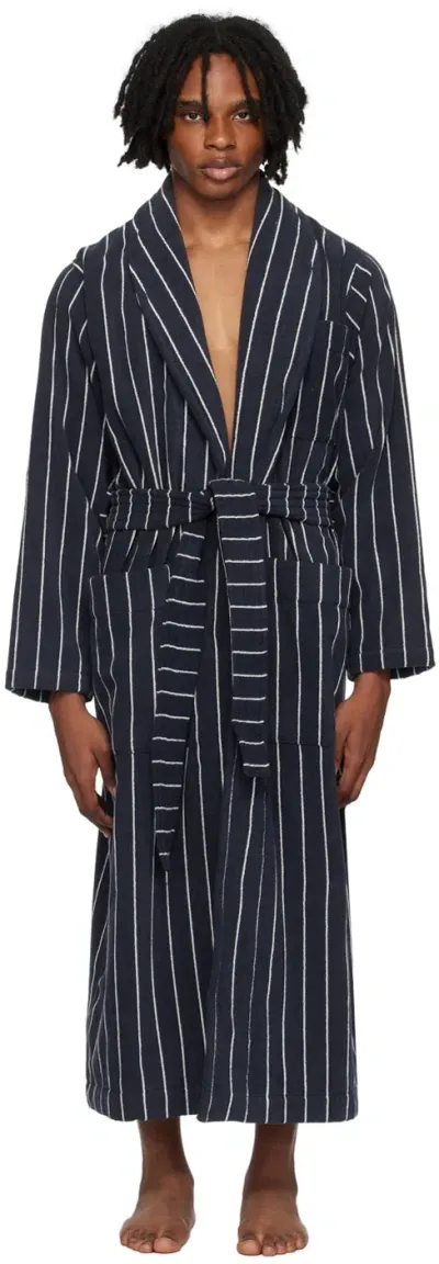 Tekla Navy Classic Bathrobe In Black