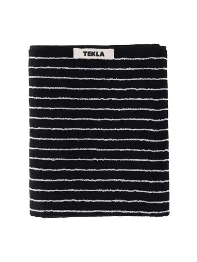 Tekla Striped Bath Towel In Black  