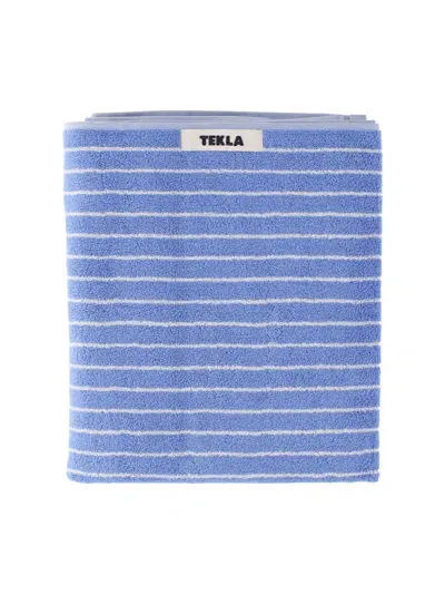 Tekla Striped Bath Towel In Blue