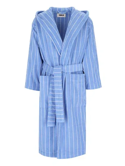 Tekla Striped Bathrobe In Blue