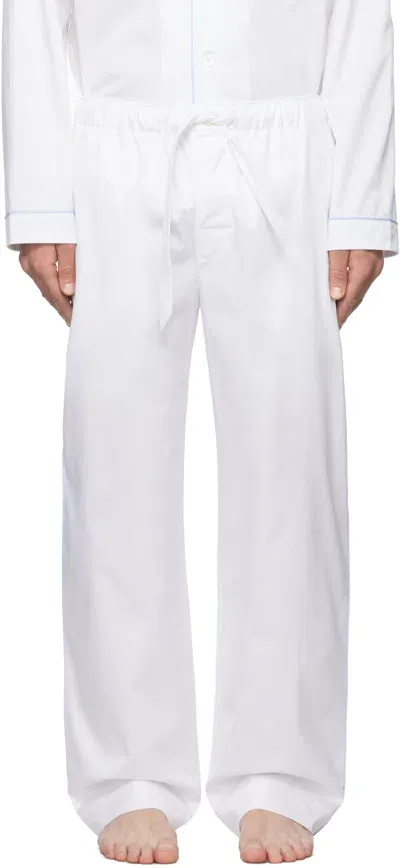 Tekla White Sateen Pyjama Pants In Savoy