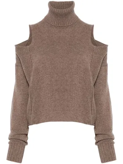 Tela Open-shoulder Turtleneck Sweater In Neutrals