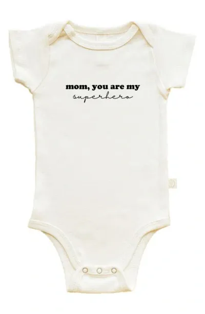 Tenth & Pine Kids' Superhero Mom Organic Cotton Bodysuit In Natural