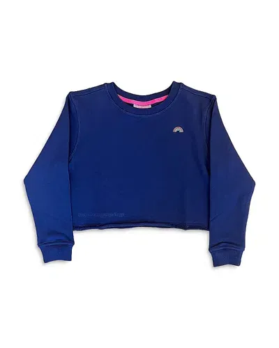 Terez Girls' Cotton Raw Edge Cropped Sweatshirt - Little Kid, Big Kid In Blue