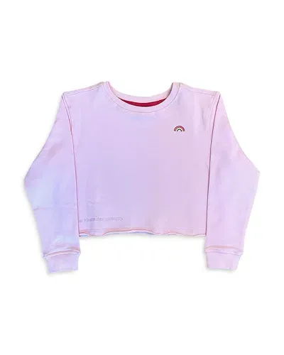 Terez Girls' Cotton Raw Edge Cropped Sweatshirt - Little Kid, Big Kid In Pink