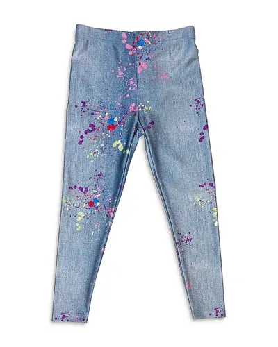 Terez Girls' Slim Fit Stretch Denim Paint Splatter Leggings - Little Kid, Big Kid In Blue