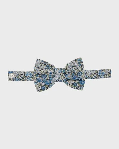 Tessa James Kids' Boy's Floral-print Bow Tie In Blue