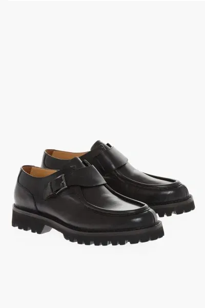 Testoni Leather Courmayer Monk Shoes In Black