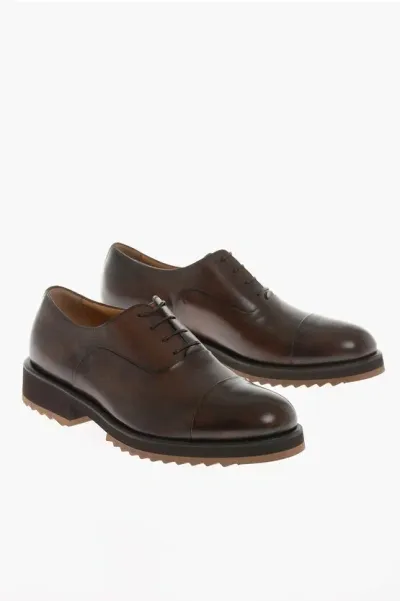 Testoni Leather Pisa Oxford Shoes In Brown