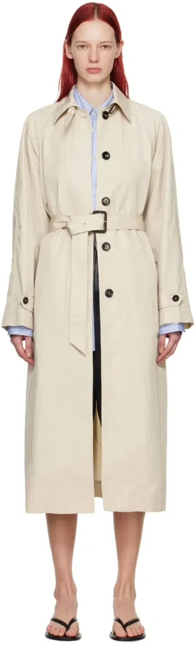 Teurn Studios Beige Belted Trench Coat In Light Beige