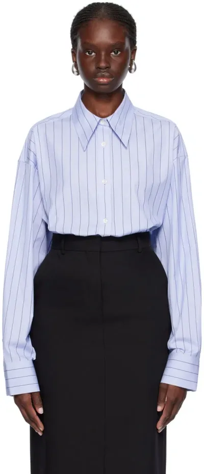 Teurn Studios Blue Viola Shirt In Pinstripe Blue