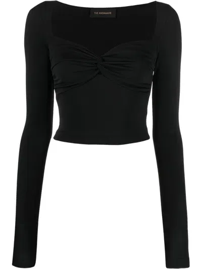 The Andamane Knot-detail Long-sleeved Top In Black