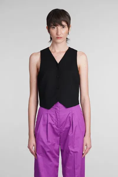 The Andamane Pauline Crepe Satin Vest In Black