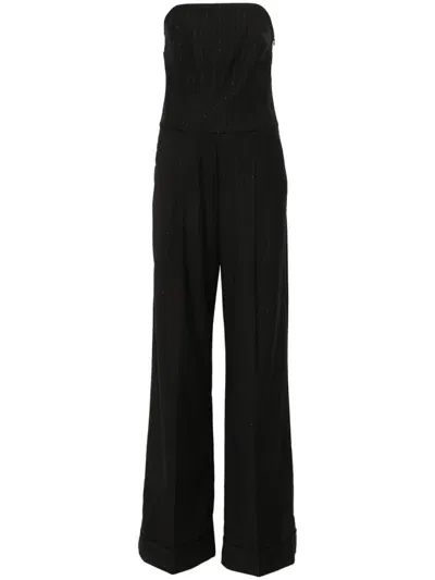 The Andamane Pinstriped Jumpsuit In Black