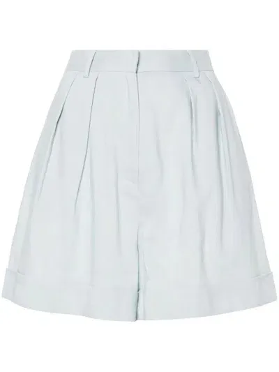 The Andamane Rina High Waist Linen Blend Shorts In Blue