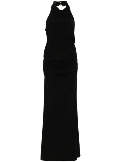 The Andamane Ruched Maxi Dress In Black