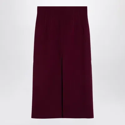 The Andamane Stephanie Burgundy Wool-blend Midi Skirt