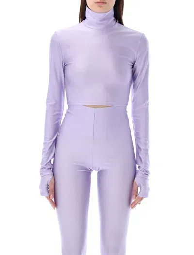 The Andamane Turtleneck Crop Top In Light Purple