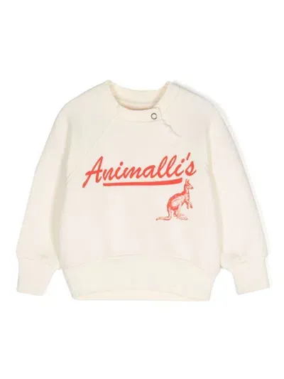 The Animals Observatory Babies' Jackal Graphic-print Sweatshirt In White