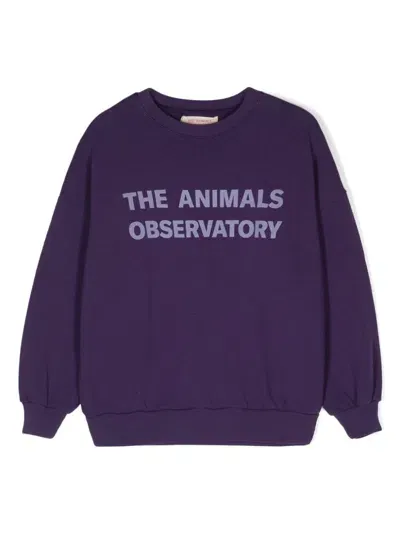 The Animals Observatory Kids' Leo Cotton Sweatshirt In Purple