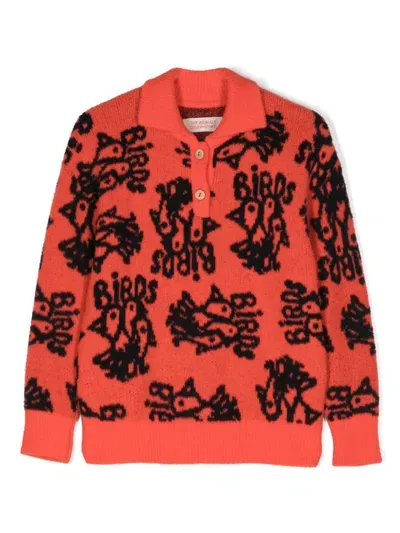 The Animals Observatory Kids' Raven Polo Jumper In Orange