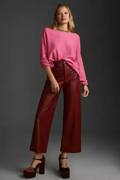 The Colette Collection By Maeve Maeve The Colette Cropped Vegan Leather Trousers In Red