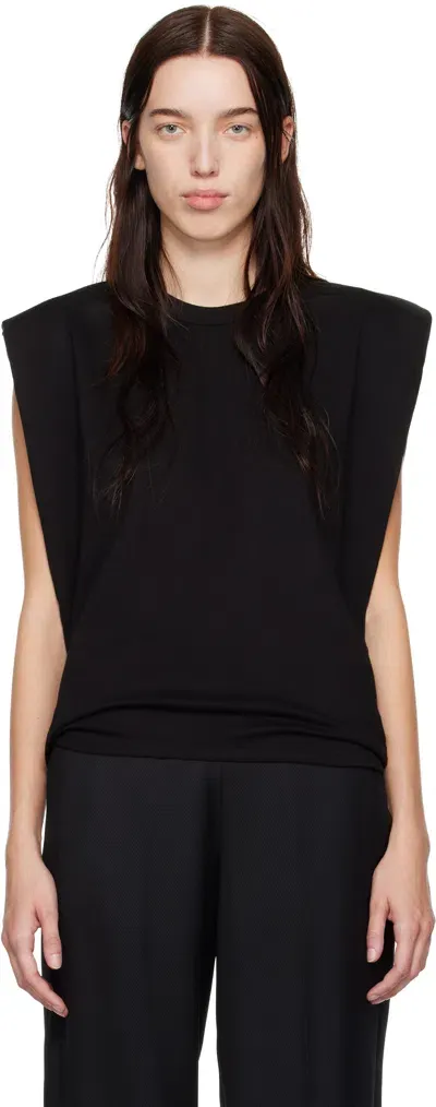 The Frankie Shop Black Eva Shoulder Muscle T-shirt