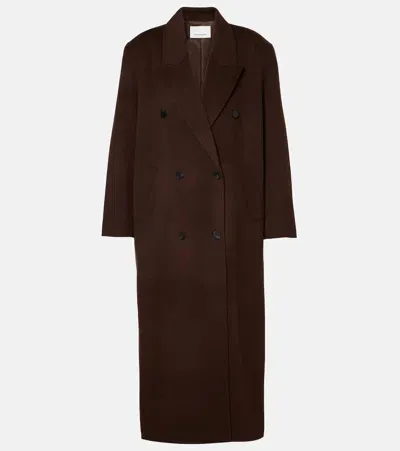 The Frankie Shop Gaia Double-breasted Wool-blend Coat In Brown