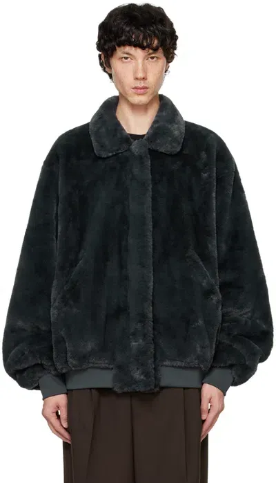 The Frankie Shop Gray Justin Faux-fur Bomber Jacket In Storm