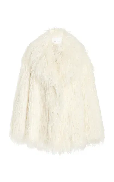 The Frankie Shop Liza Short Faux Fur Coat In White