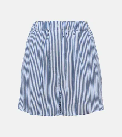 The Frankie Shop Lui Striped Twill Boxer Shorts In Blue