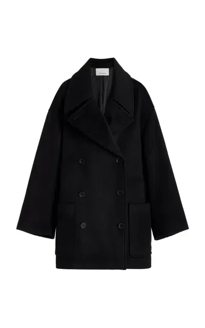 The Frankie Shop Marian Oversized Wool-blend Peacoat In Black