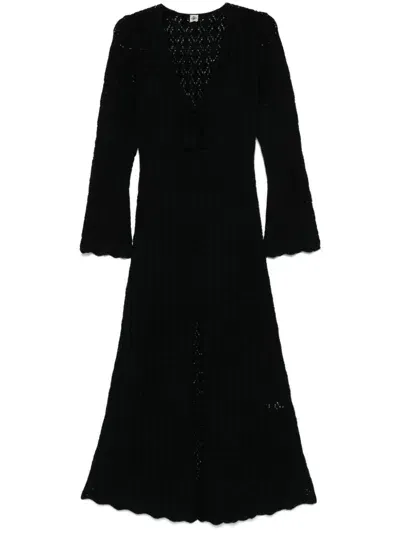 The Garment Canada Wool Crochet Long Dress In Black