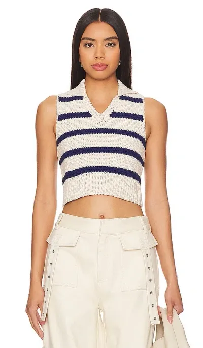 The Knotty Ones Aukstaitija Crop Top In Striped Blue