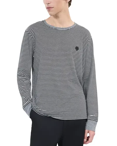 The Kooples Cotton Stripe Blazon Patch Long Sleeve Tee In Black/white