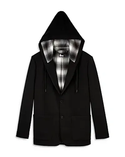 The Kooples Pix Twill Hooded Button Jacket In Black