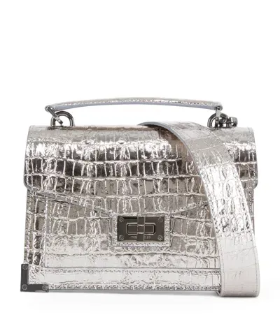 The Kooples Small Leather Emily Cross-body Bag In Silver