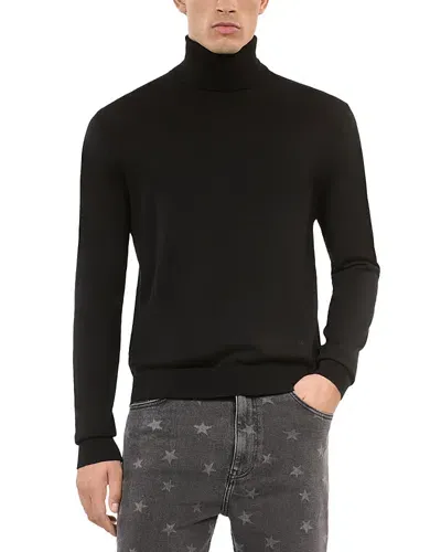 The Kooples Wool Fitted Turtleneck Sweater In Black