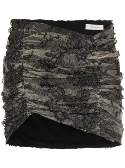 The Mannei Asymmetric Tulle Miniskirt In Schwarz