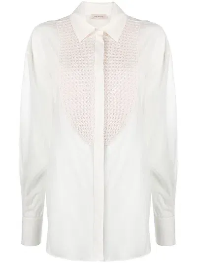 The Mannei Tebulos Knitted-panel Shirt In Neutrals