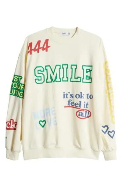 The Mayfair Group Affirmation Crewneck Cotton Sweatshirt In 크림