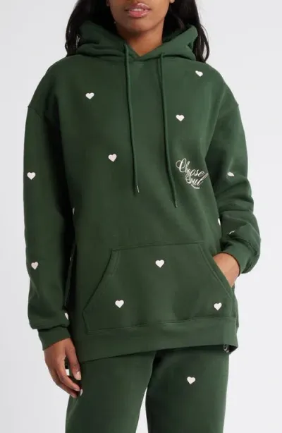 The Mayfair Group Chose Soul Heart Print Graphic Sweatshirt In Dark Green