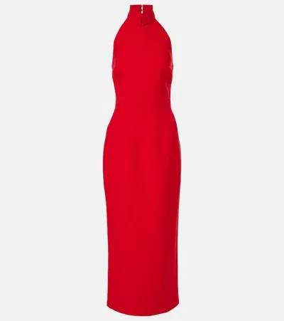 The New Arrivals Ilkyaz Ozel Halterneck Crêpe Midi Dress In Red