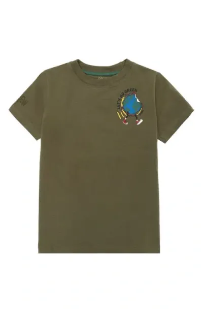 The New Kids' Logan Go Green Cotton Graphic T-shirt In Ivy Green