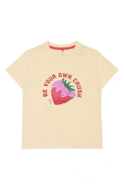 The New Kids' Loppy Sequin Embellished Organic Cotton Graphic T-shirt In Angora