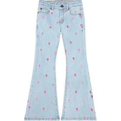 The New Kids'  La Embrodiered Flare Jeans In Light Blue Denim