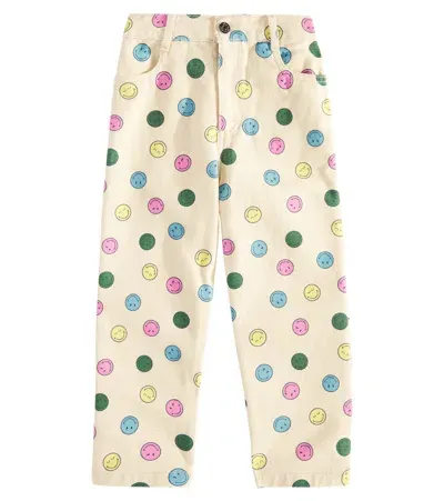 The New Society Kids' Happy Place Printed Cotton Pants In Multicoloured